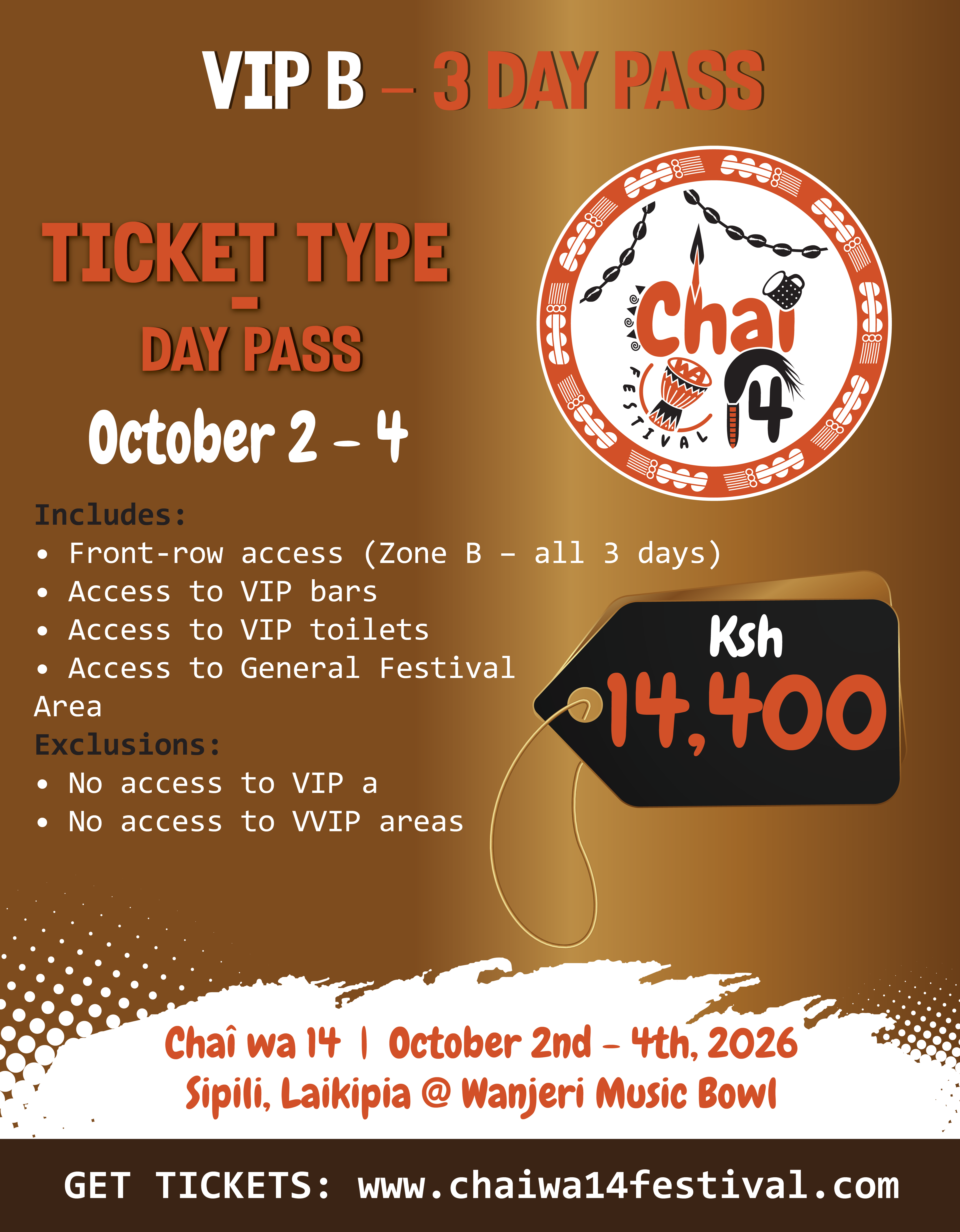CHAI WA 14 FESTIVAL 2026  VIP , VVIP ,ACCOMODATION PACKAGE & GROUP TICKETS