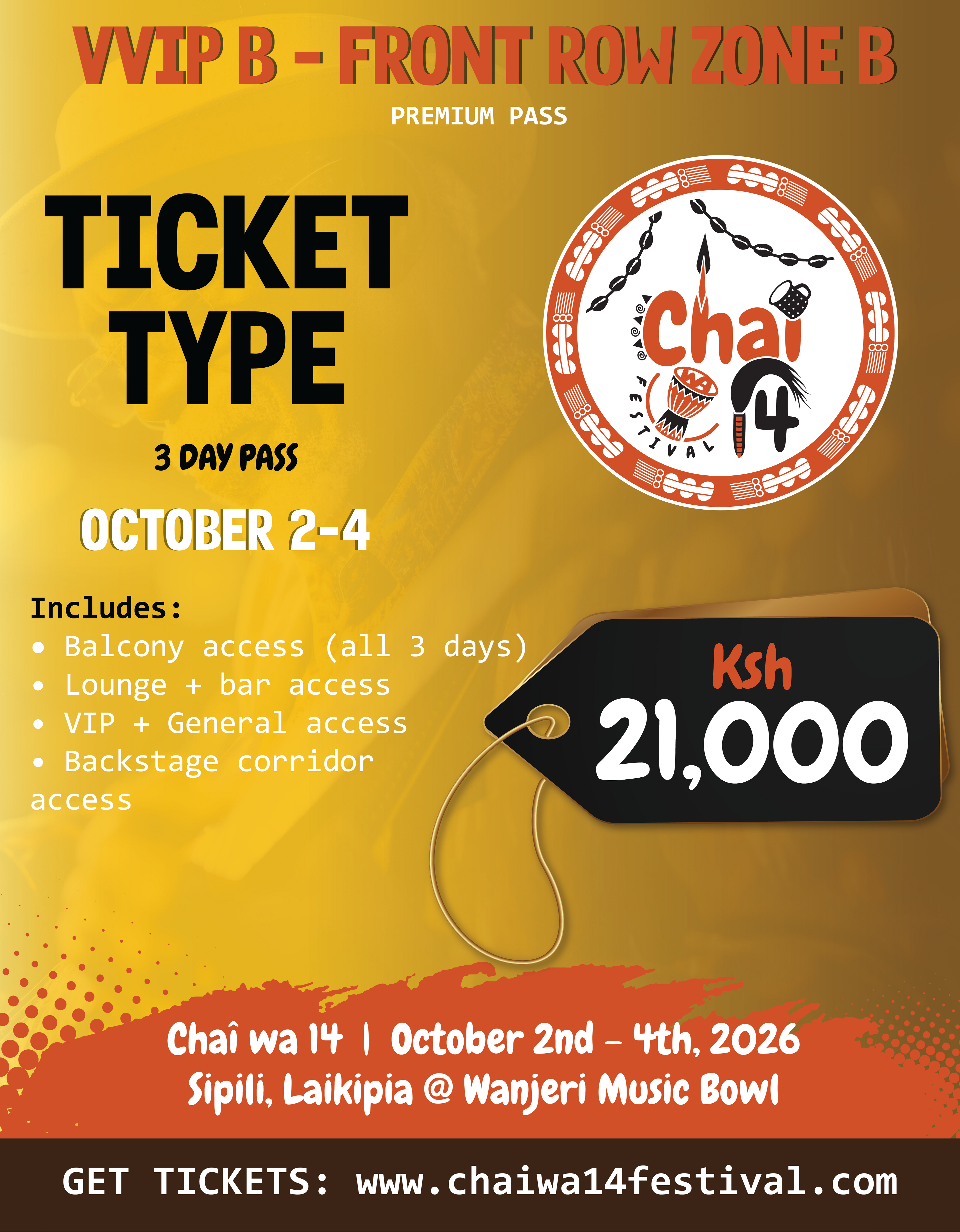 CHAI WA 14 FESTIVAL 2026  VIP , VVIP ,ACCOMODATION PACKAGE & GROUP TICKETS
