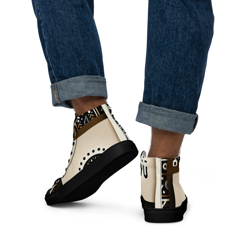 Kikuyu print Men’s high top canvas shoes