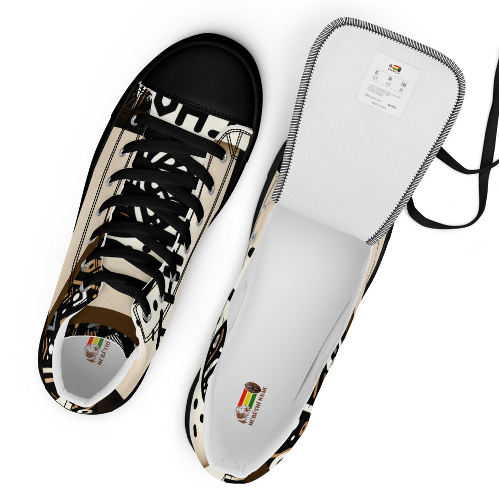 Kikuyu print Men’s high top canvas shoes