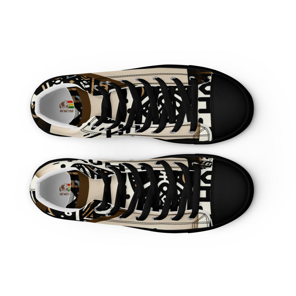 Kikuyu print Men’s high top canvas shoes