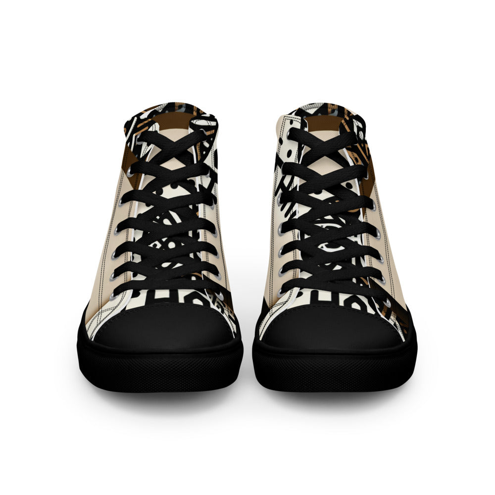 Kikuyu print Men’s high top canvas shoes