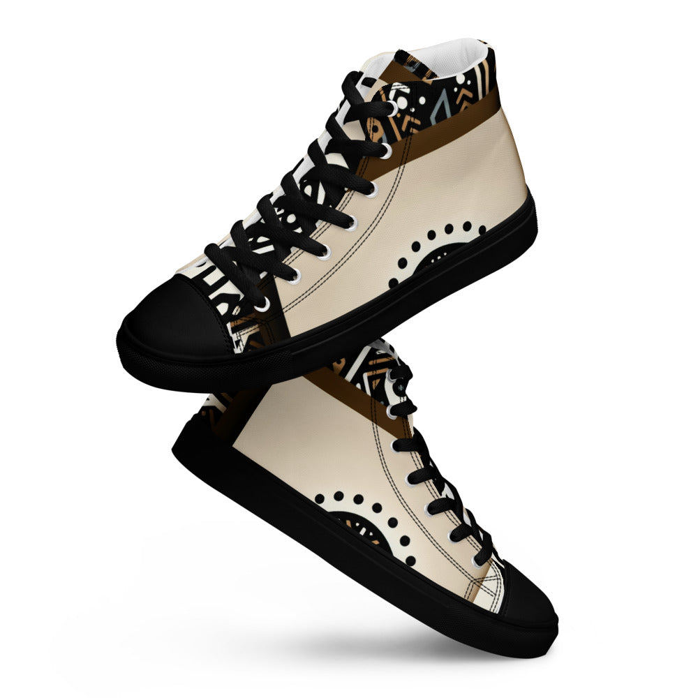 Kikuyu print Men’s high top canvas shoes