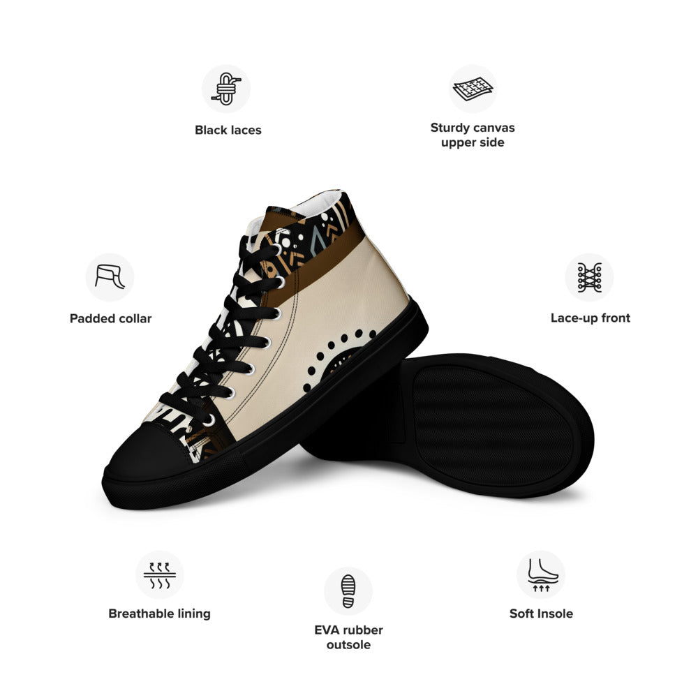 Kikuyu print Men’s high top canvas shoes