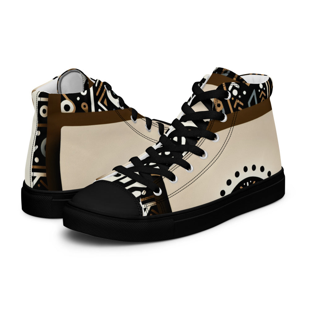 Kikuyu print Men’s high top canvas shoes