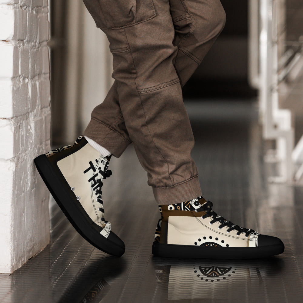 Kikuyu print Men’s high top canvas shoes
