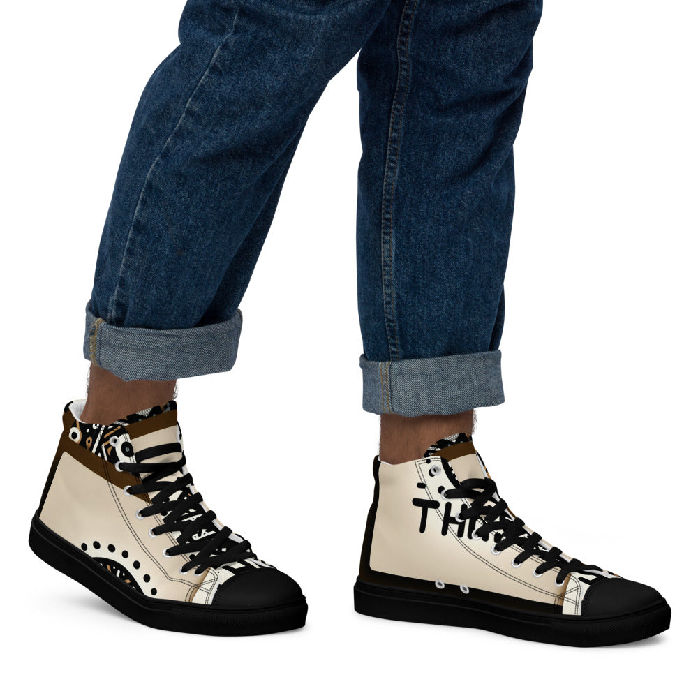 Kikuyu print Men’s high top canvas shoes